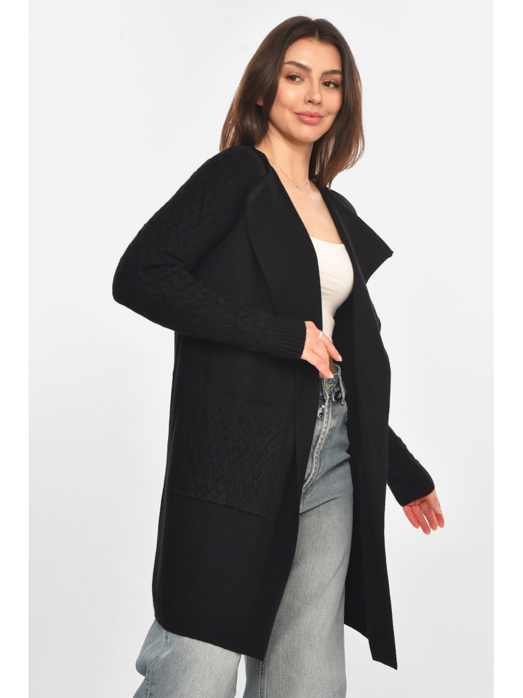 Кардиган женский однотонный черного цвета PM9264 213246C