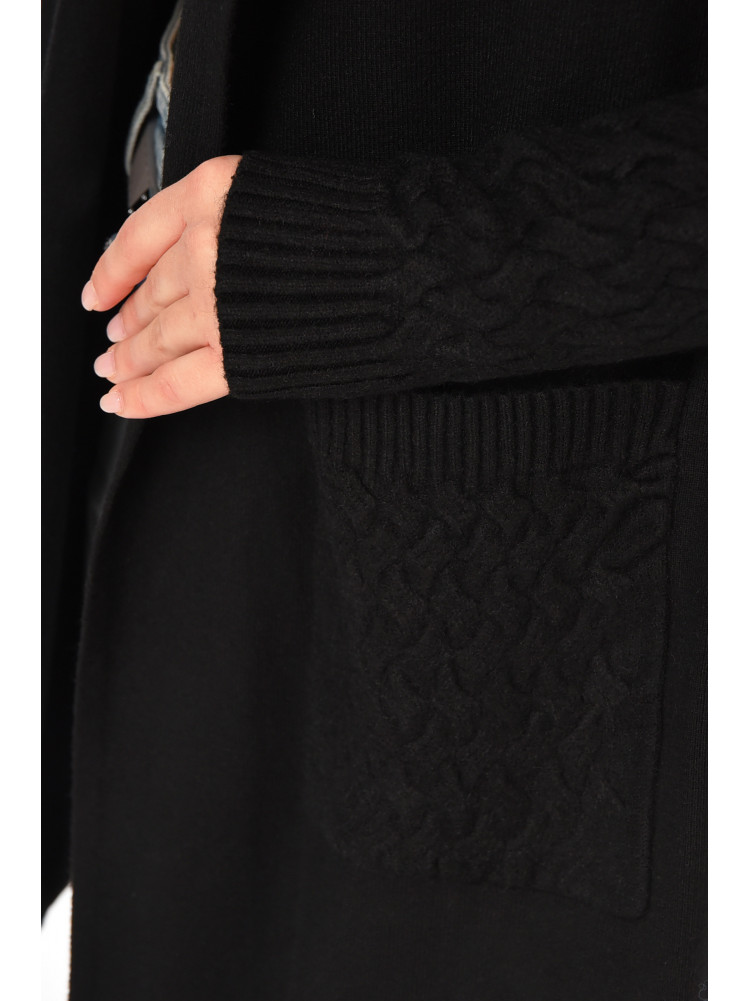 Кардиган женский однотонный черного цвета PM9264 213246C