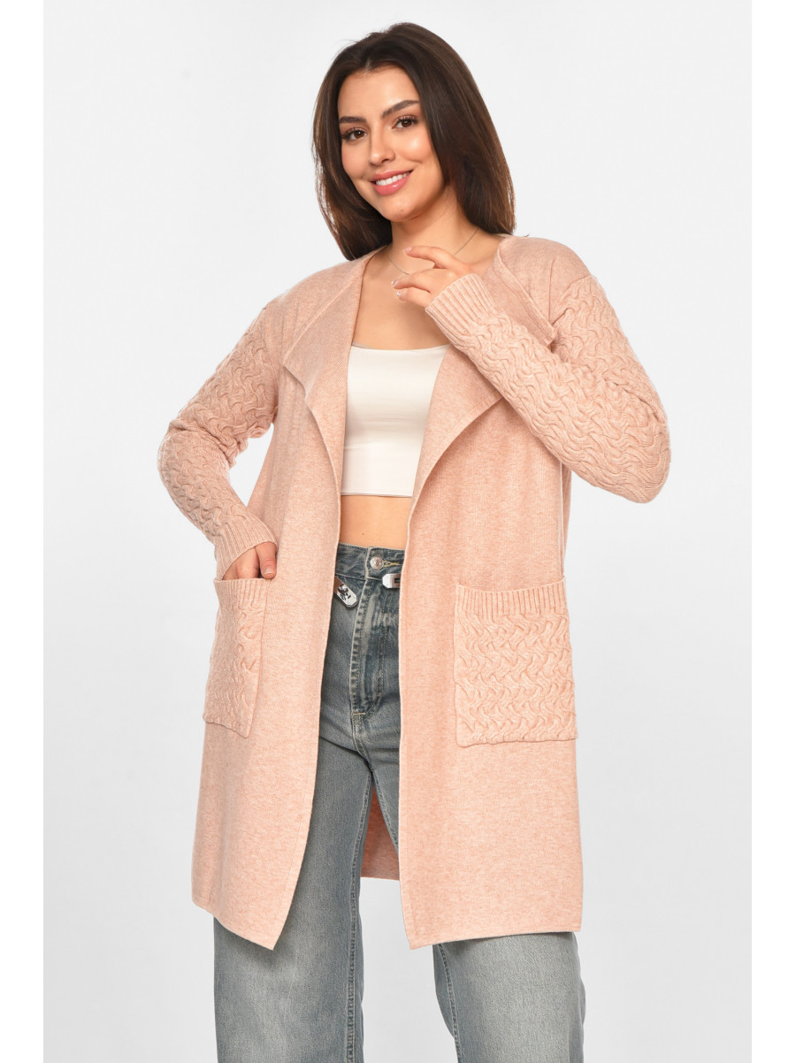Кардиган женский однотонный светло-розового цвета PM9264 213247C
