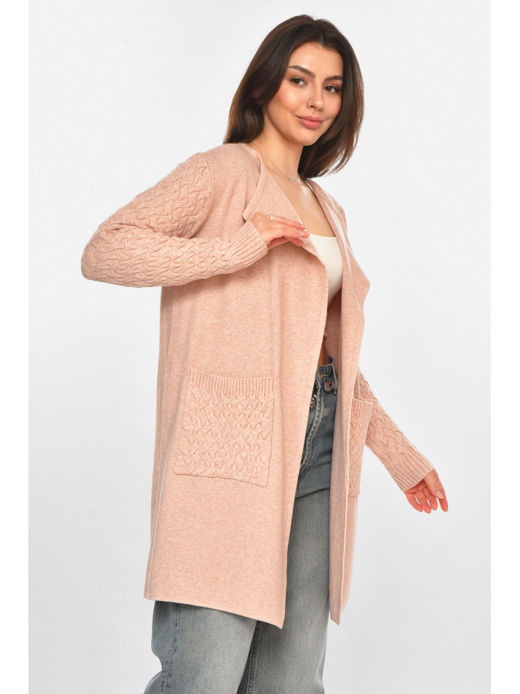 Кардиган женский однотонный светло-розового цвета PM9264 213247C