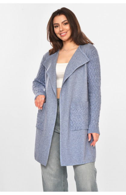 Кардиган женский однотонный синего цвета PM9264 213248C