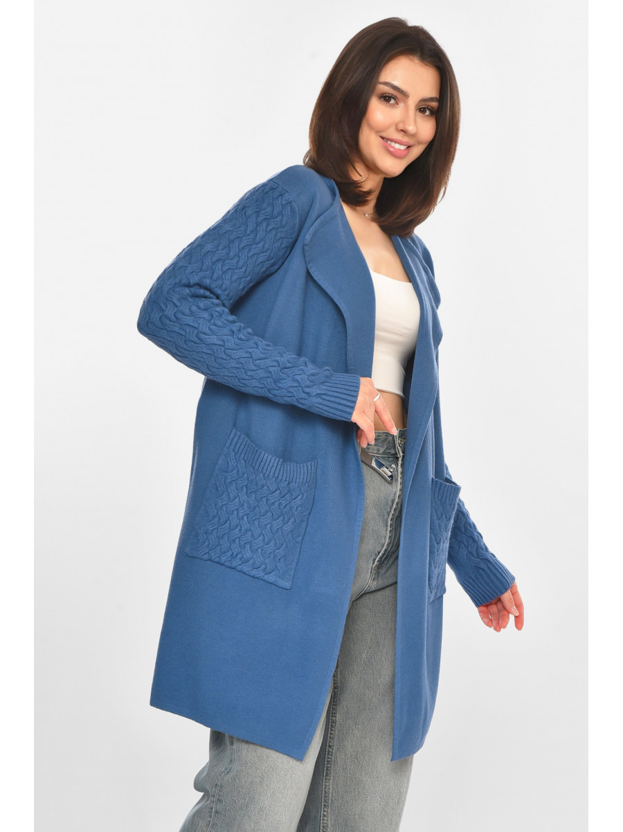 Кардиган женский однотонный тёмно-синего цвета PM9264 213250C