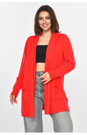 Кардиган женский однотонный красного цвета G645 213253C