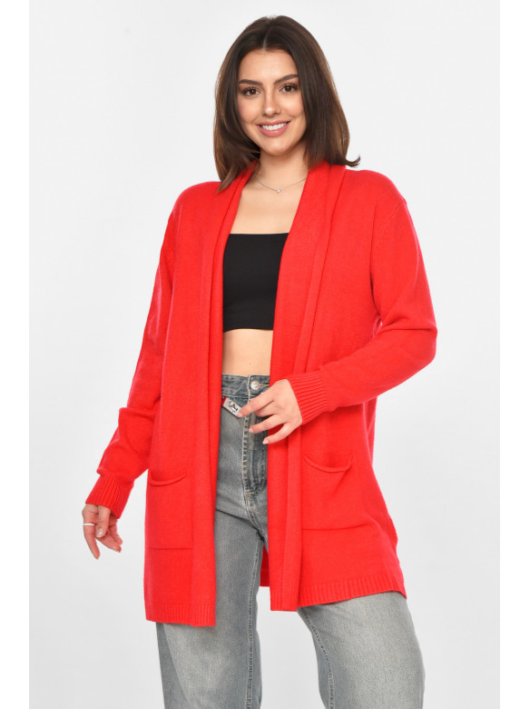 Кардиган жіночий однотонний червоного кольору G645 213253C