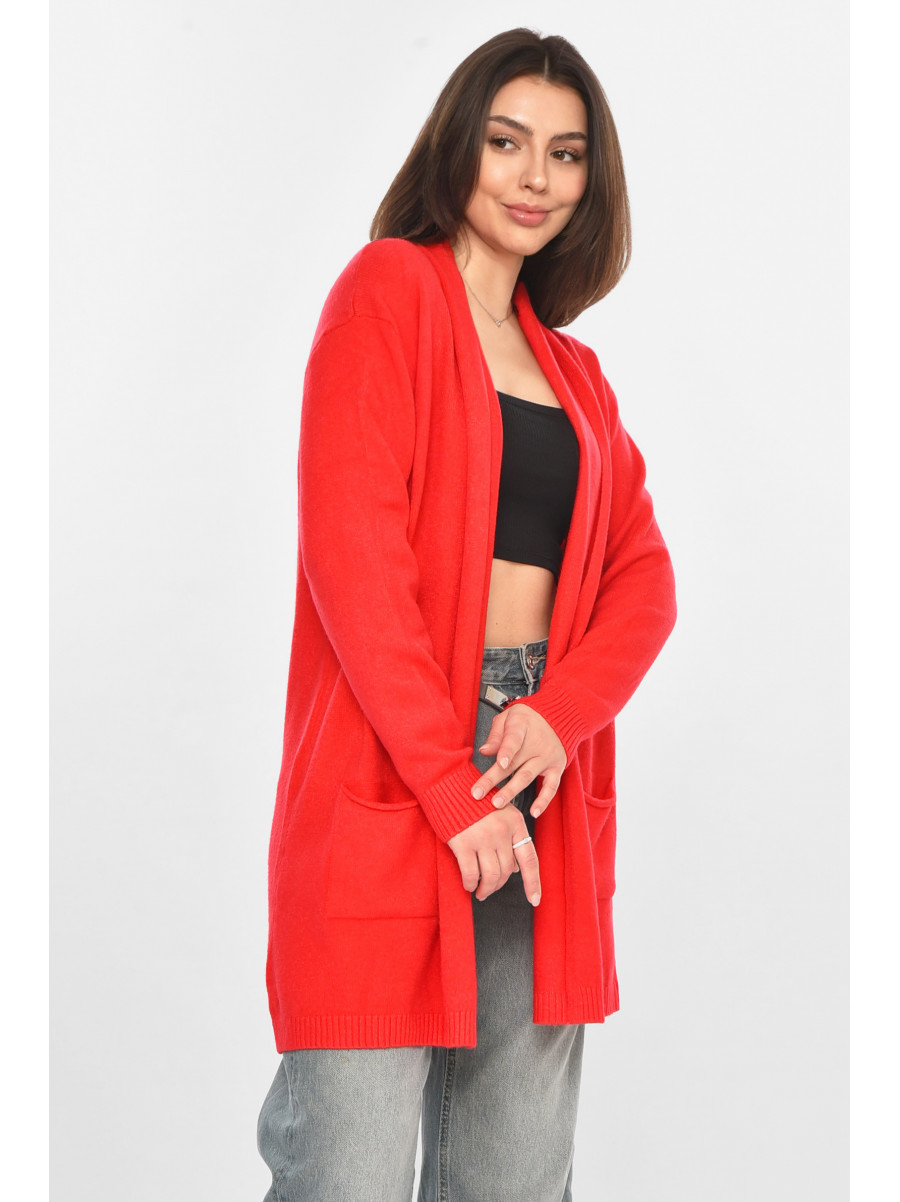 Кардиган жіночий однотонний червоного кольору G645 213253C