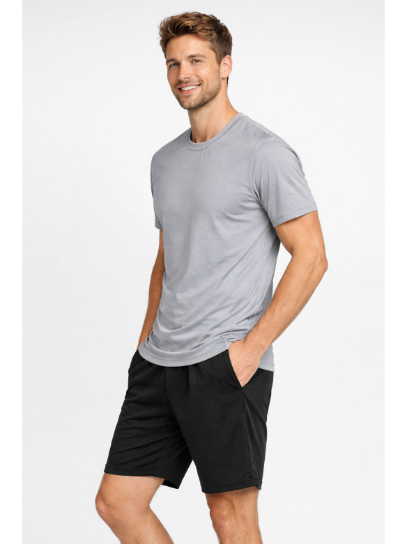 Костюм мужской шорты и футболка серого цвета 213256C