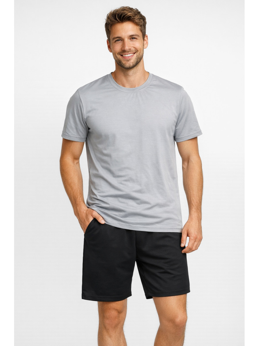 Костюм мужской шорты и футболка серого цвета 213256C