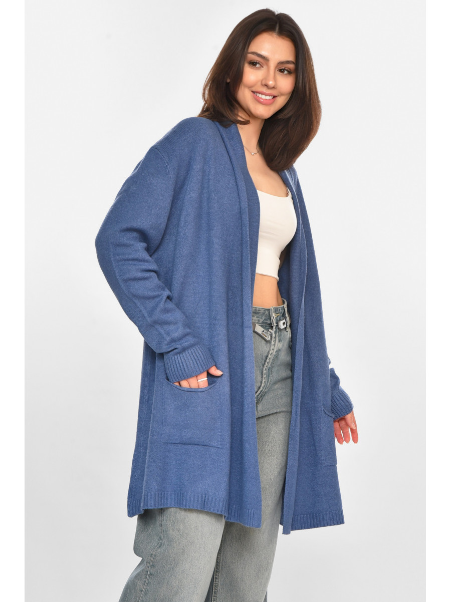 Кардиган женский однотонный тёмно-синего цвета G645 213263C