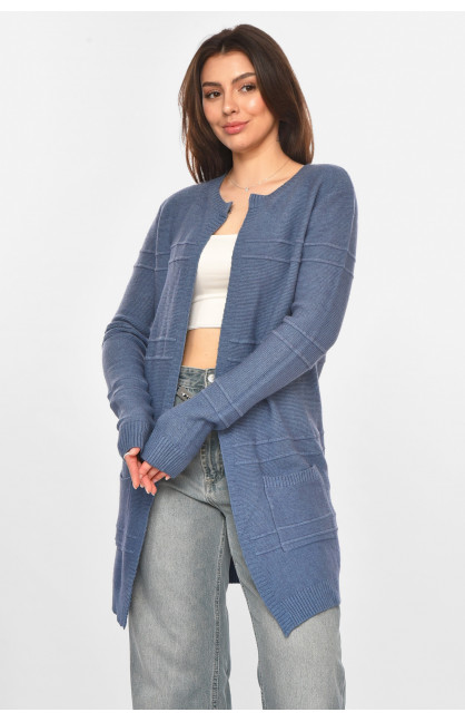 Кардиган женский однотонный тёмно-синего цвета PM8626 213267C