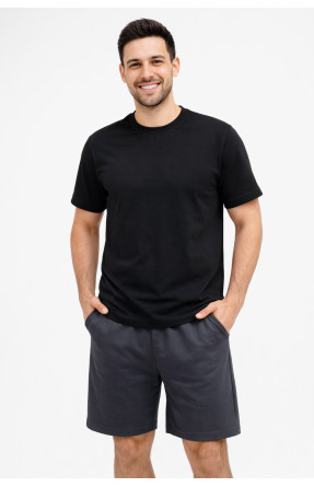 Костюм мужской шорты и футболка черного цвета 213270C