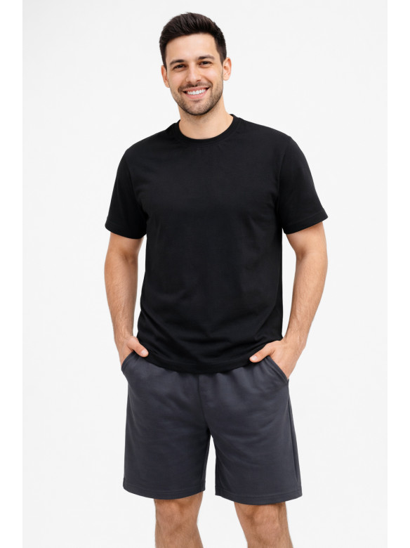 Костюм мужской шорты и футболка черного цвета 213270C