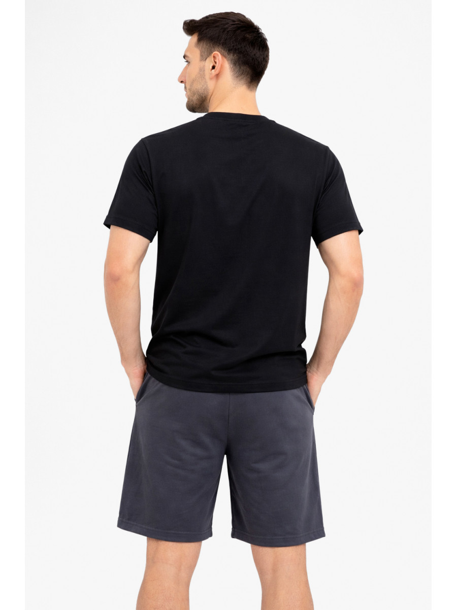 Костюм мужской шорты и футболка черного цвета 213270C