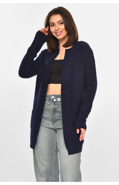 Кардиган женский однотонный тёмно-синего цвета PM8626 213273C