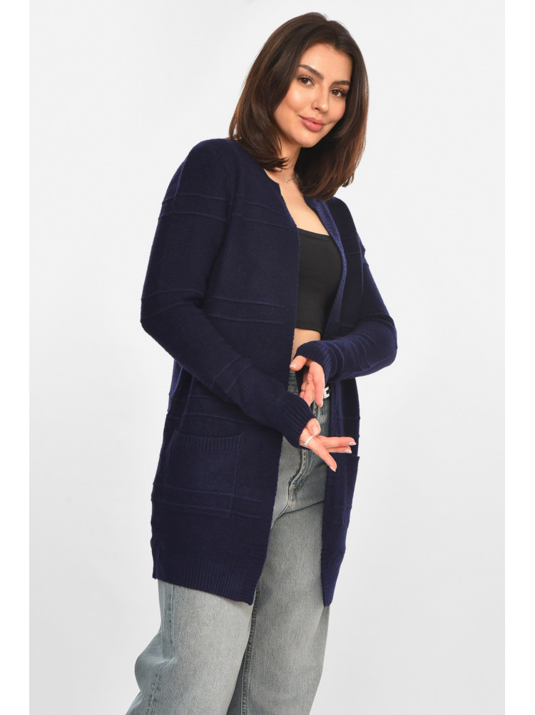 Кардиган жіночий однотонний темно-синього кольору PM8626 213273C