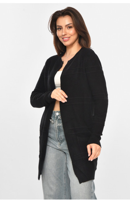 Кардиган женский однотонный черного цвета PM8626 213276C