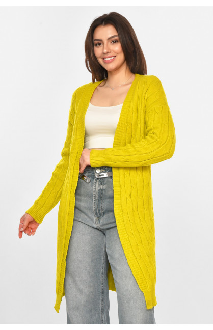 Кардиган женский однотонный жёлтого цвета PM9244 213278C