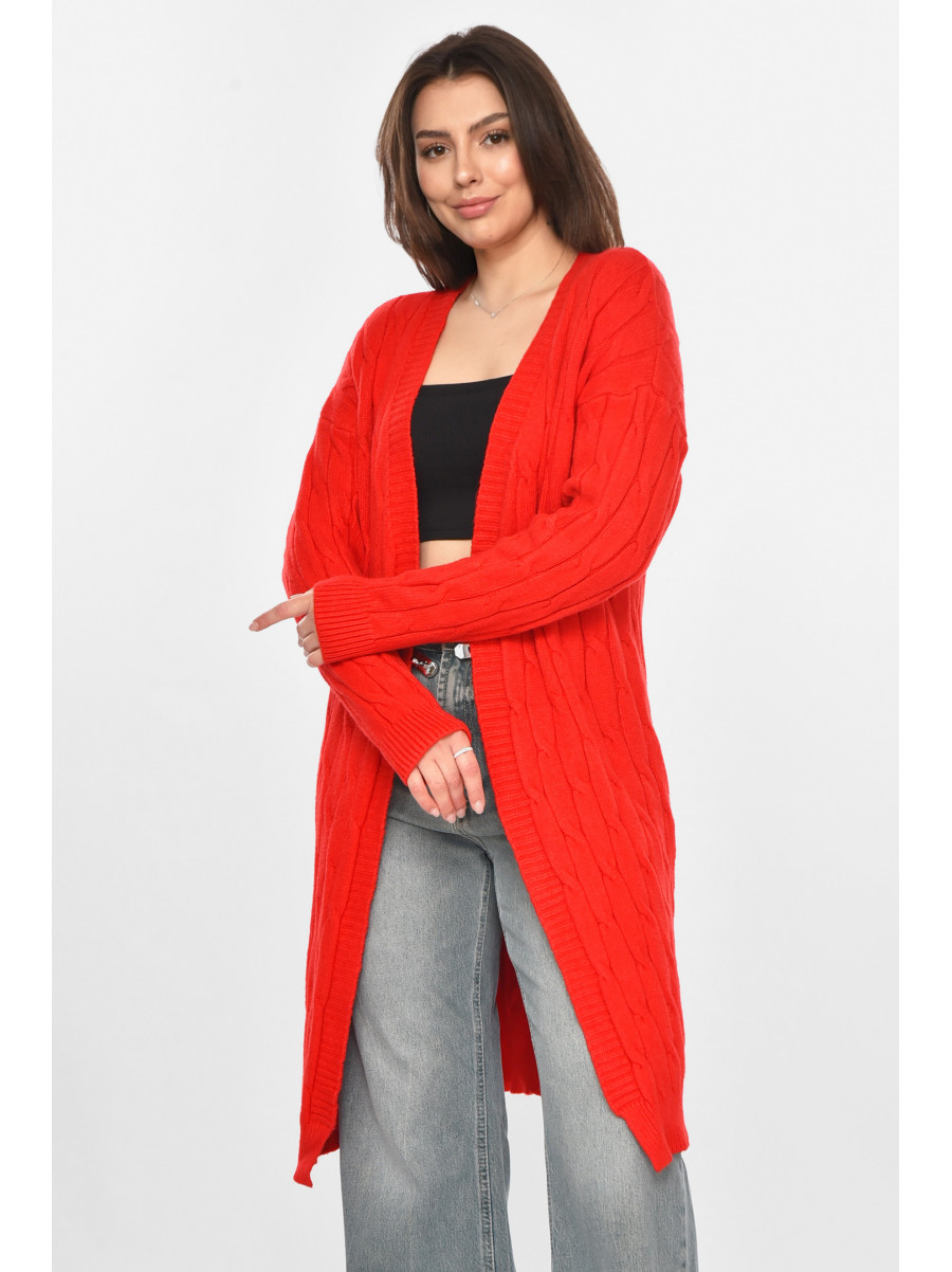Кардиган женский однотонный красного цвета PM9244 213280C