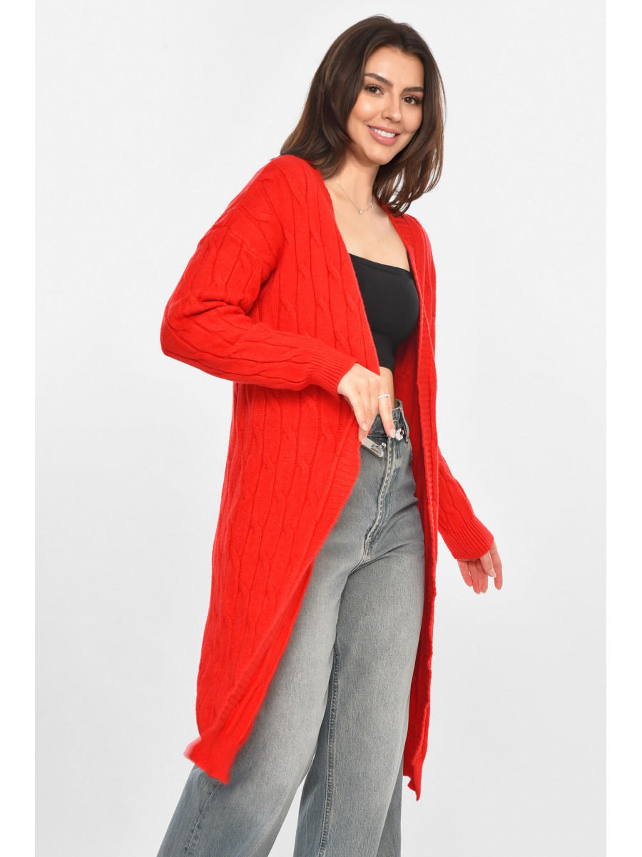 Кардиган женский однотонный красного цвета PM9244 213280C