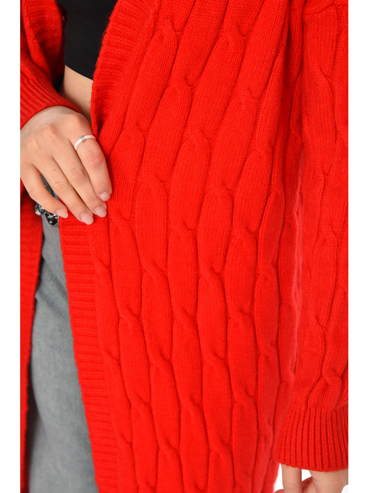 Кардиган женский однотонный красного цвета PM9244 213280C