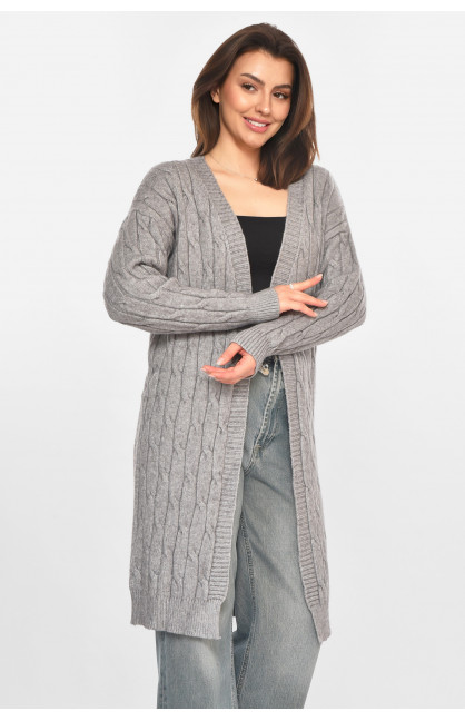 Кардиган женский однотонный серого цвета PM9244 213281C