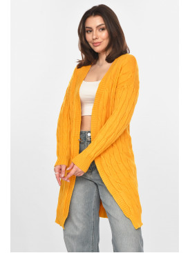 Кардиган жіночий однотонний гірчичного кольору PM9244 213285C