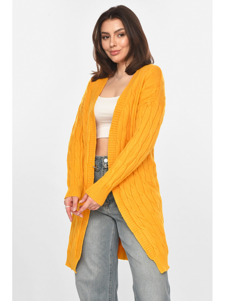 Кардиган женский однотонный горчичного цвета PM9244 213285C