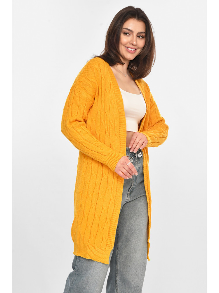 Кардиган женский однотонный горчичного цвета PM9244 213285C