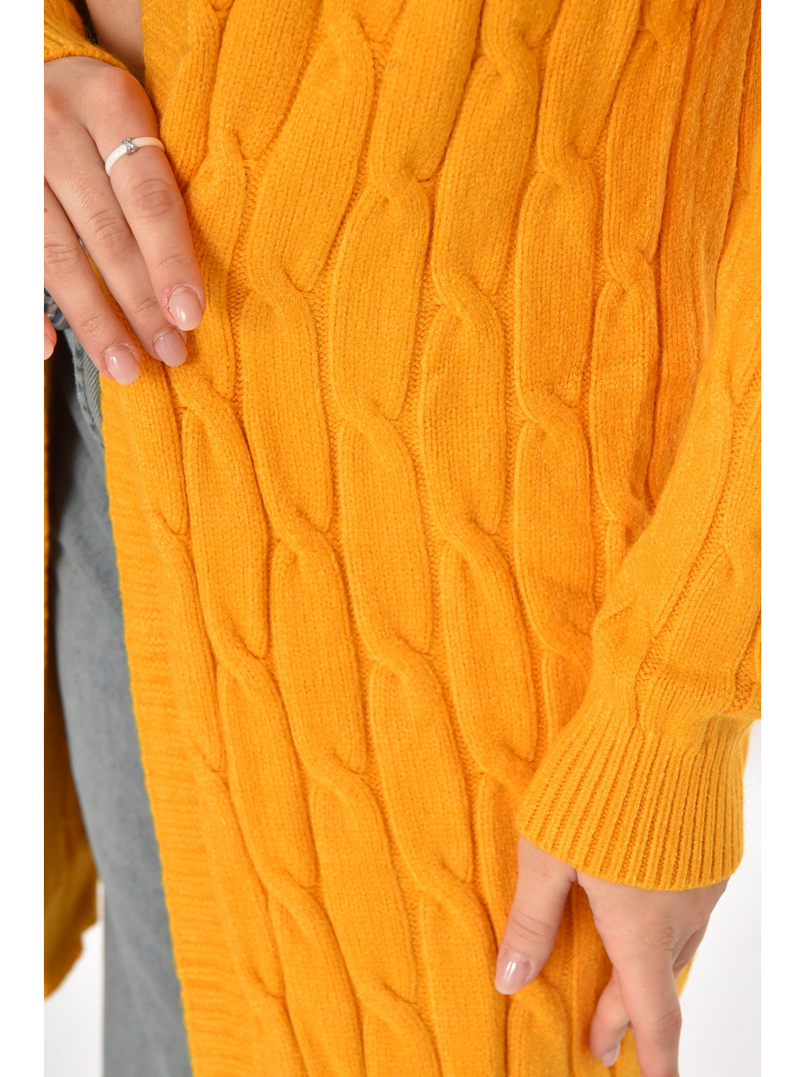 Кардиган женский однотонный горчичного цвета PM9244 213285C