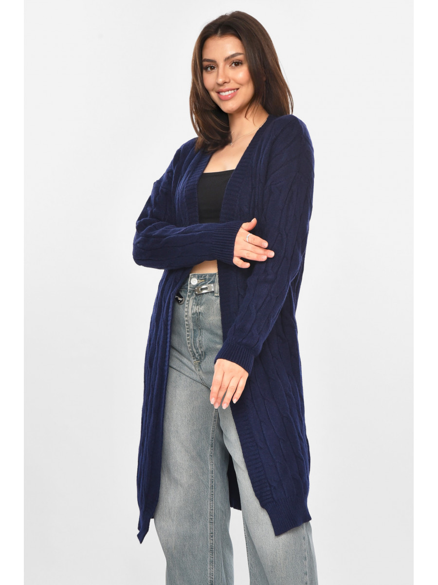 Кардиган женский однотонный тёмно-синего цвета PM9244 213287C