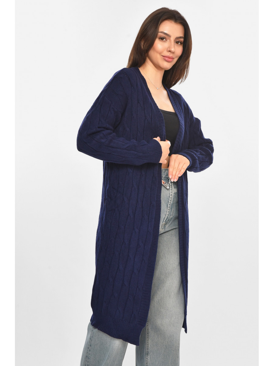 Кардиган женский однотонный тёмно-синего цвета PM9244 213287C