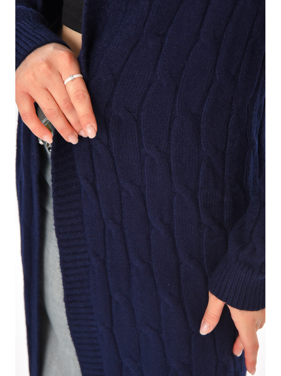 Кардиган женский однотонный тёмно-синего цвета PM9244 213287C