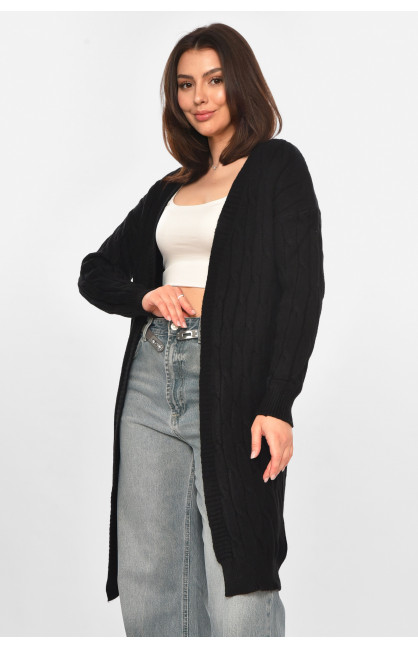 Кардиган женский однотонный черного цвета PM9244 213288C