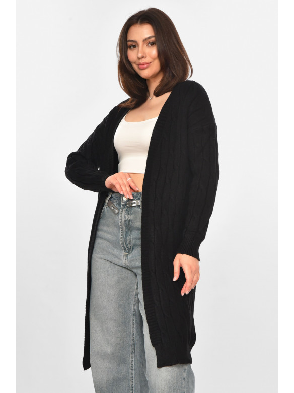 Кардиган жіночий однотонний чорного кольору PM9244 213288C