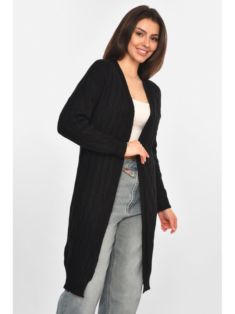 Кардиган жіночий однотонний чорного кольору PM9244 213288C