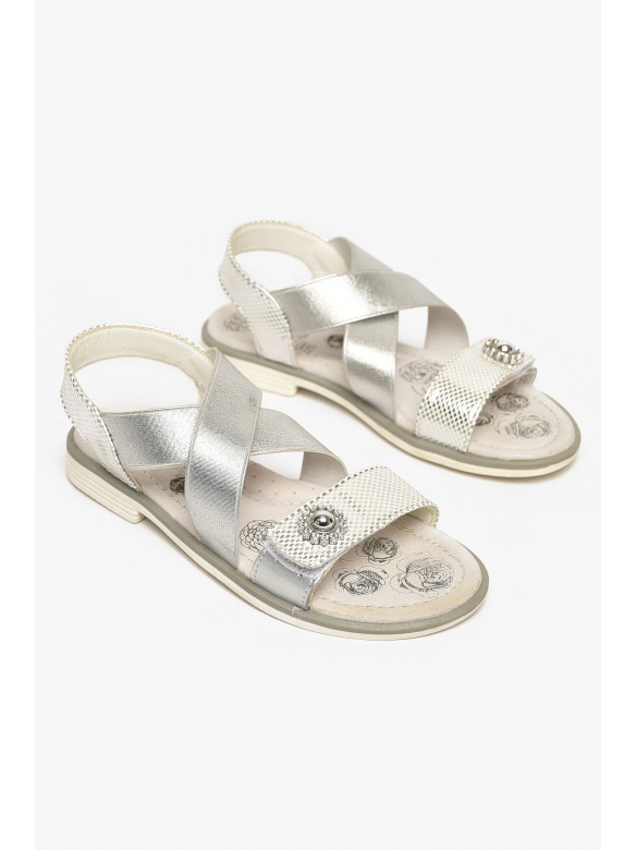 Сандали детские для девочек серебристого цвета С-Т53-81-Е 213309C