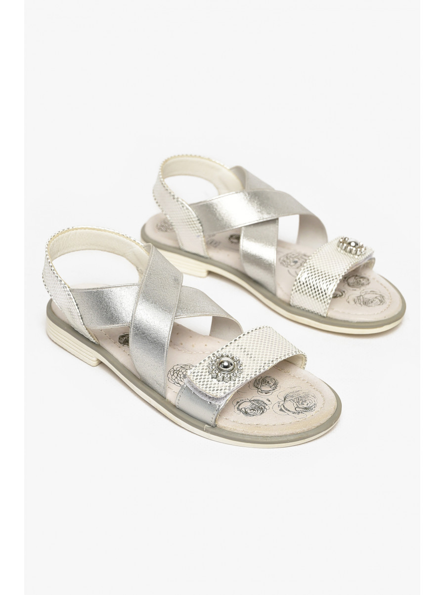 Сандали детские для девочек серебристого цвета С-Т53-81-Е 213309C