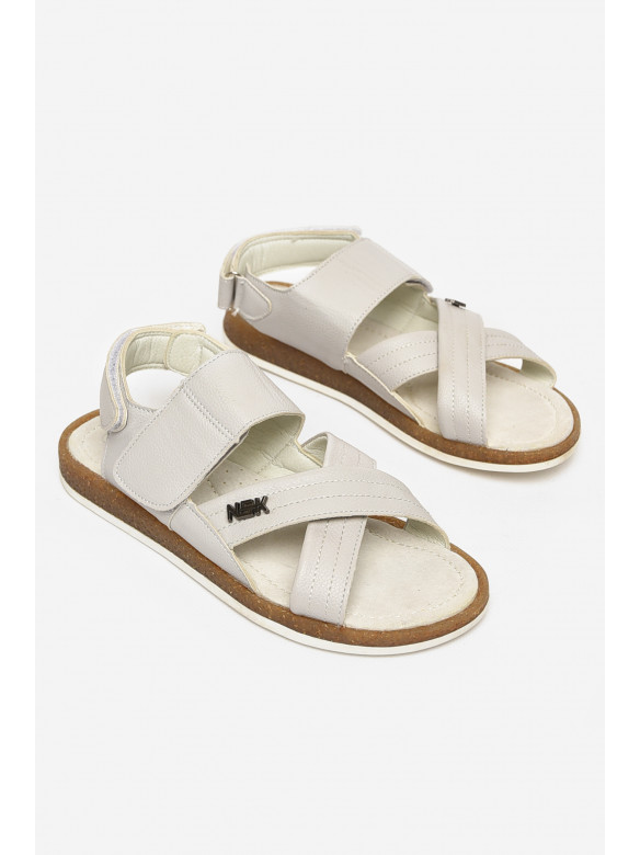 Сандали подростковые для мальчика светло-серого цвета 213312C