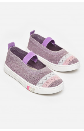 Мокасини дитячі бузкового кольору текстиль Уцінка 213313C