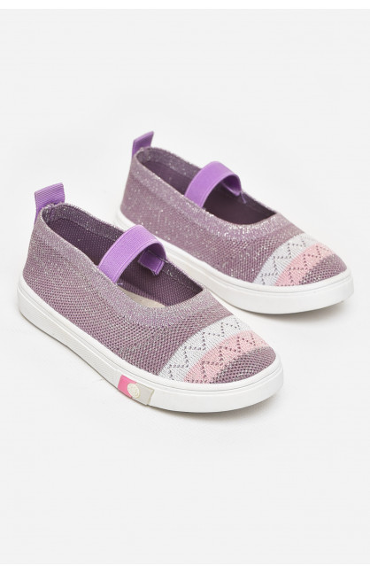Мокасины детские сиреневого цвета текстиль Уценка 213313C
