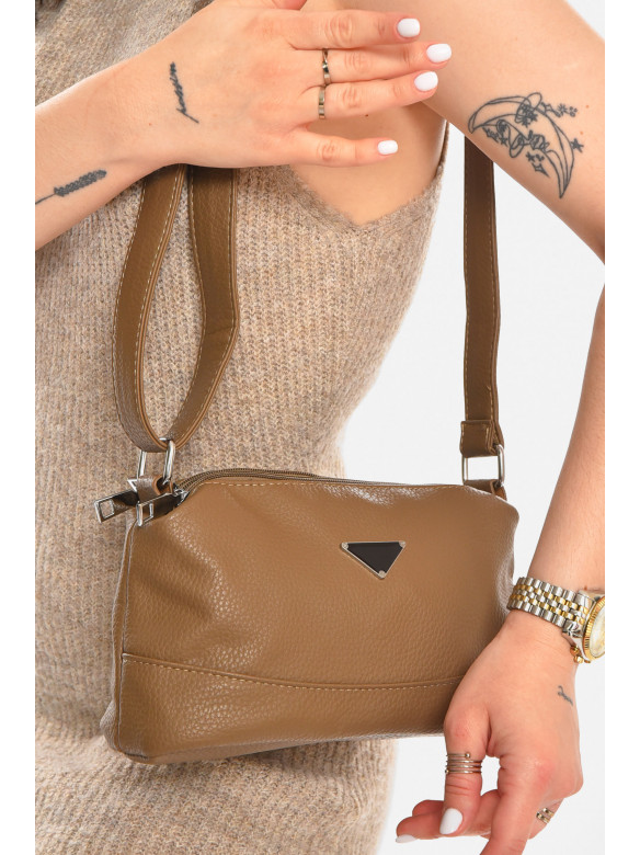 Сумка женская из экокожи темно-бежевого цвета 733 213318C