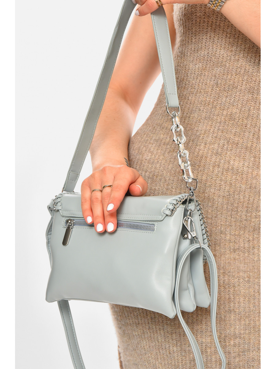 Сумка женская из экокожи голубого цвета 535 213324C