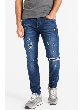 Джинсы мужские тёмно-синего цвета с принтом 4157 213354C