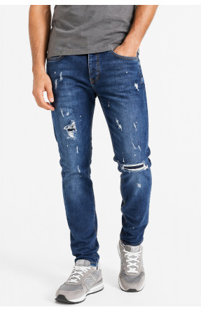 Джинси чоловічі темно-синього кольору з принтом 4157 213354C