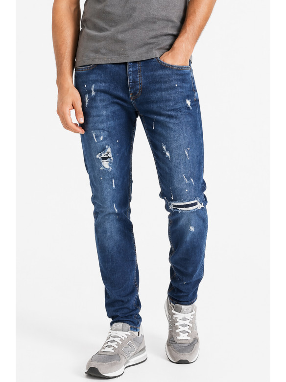 Джинси чоловічі темно-синього кольору з принтом 4157 213354C