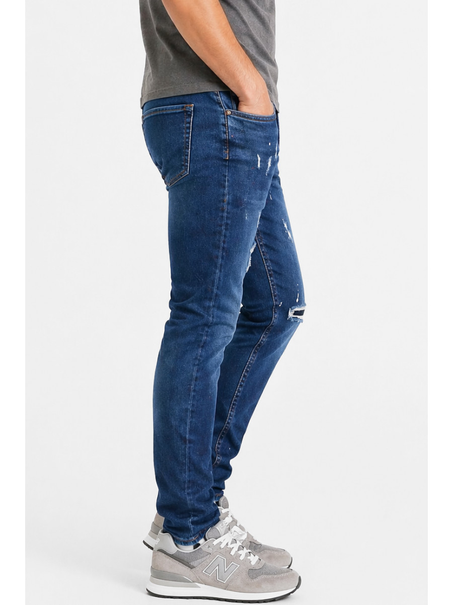 Джинси чоловічі темно-синього кольору з принтом 4157 213354C