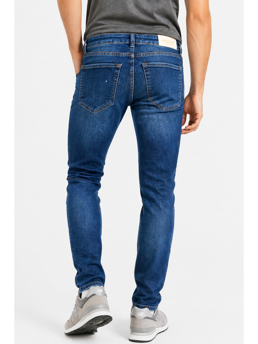 Джинси чоловічі темно-синього кольору з принтом 4157 213354C