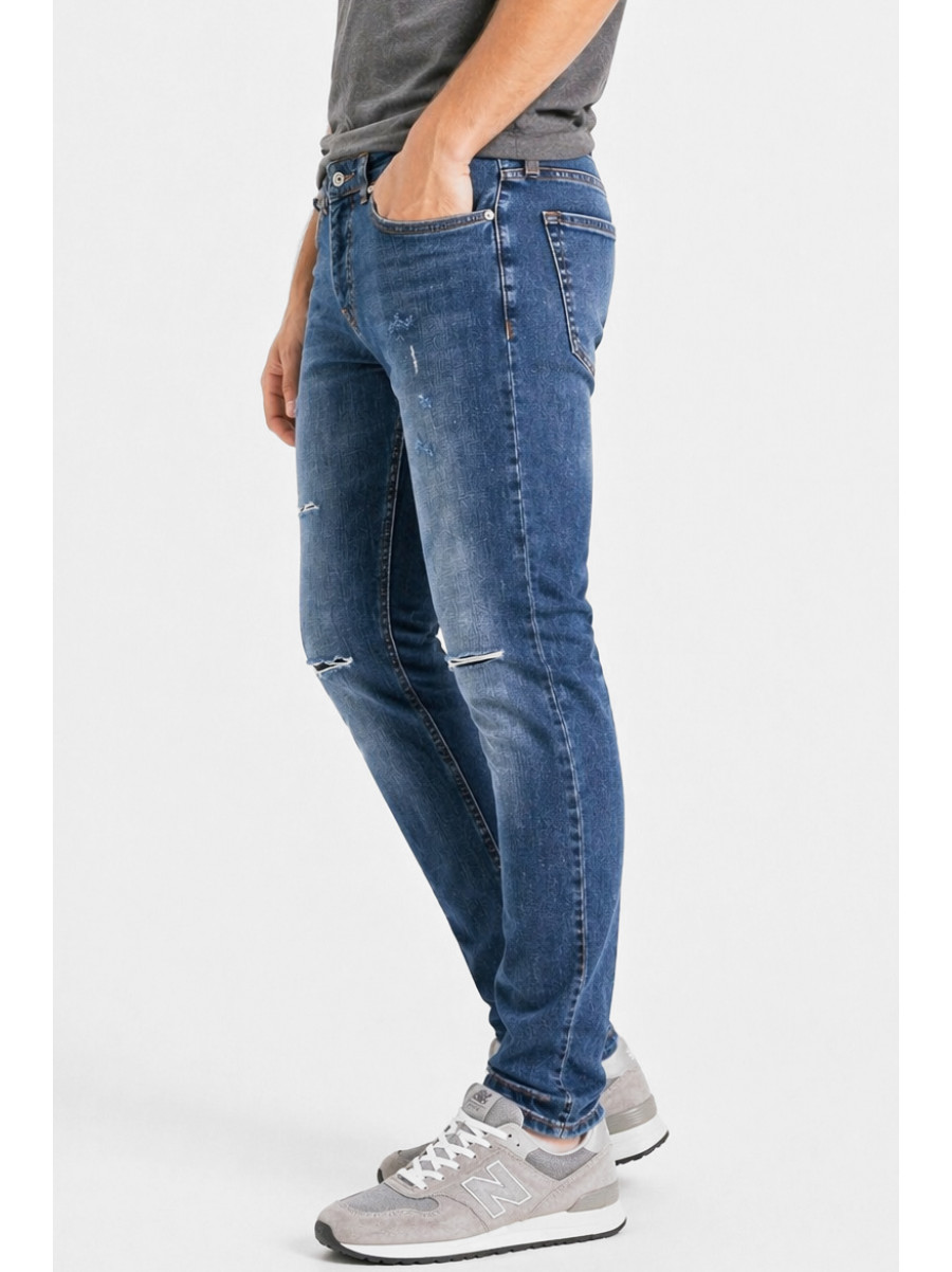 Джинси чоловічі однотонні темно-синього кольору 4155 213356C
