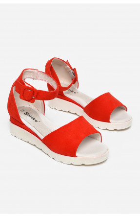 Босоніжки підліткові для дівчинки червоного кольору Уцінка В6-151 213359C