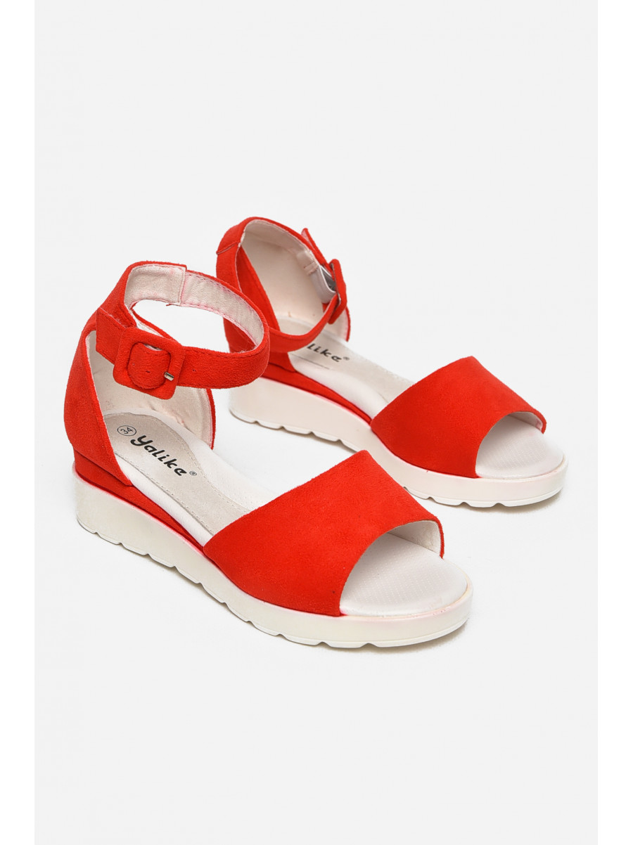 Босоніжки підліткові для дівчинки червоного кольору Уцінка В6-151 213359C