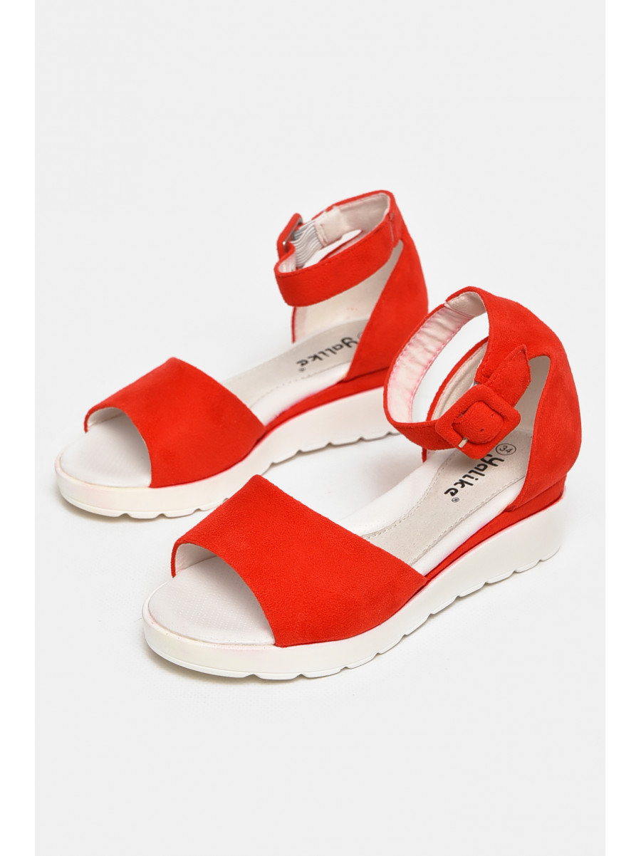 Босоніжки підліткові для дівчинки червоного кольору Уцінка В6-151 213359C